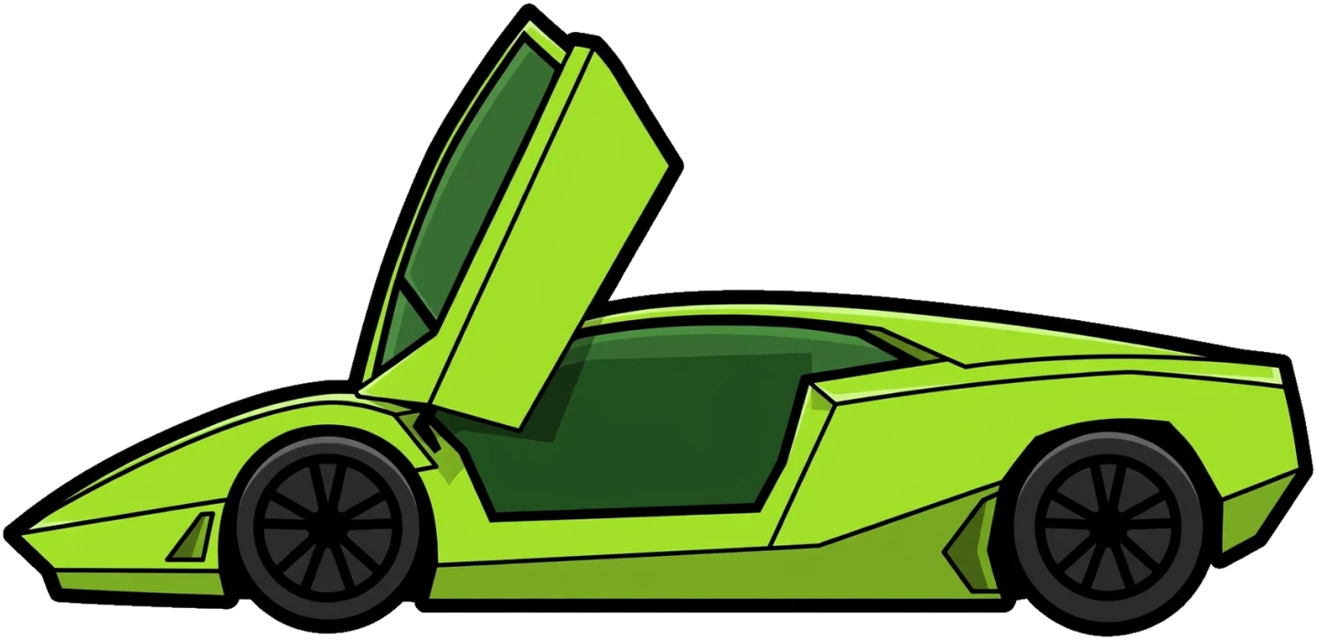 A lime-green supercar